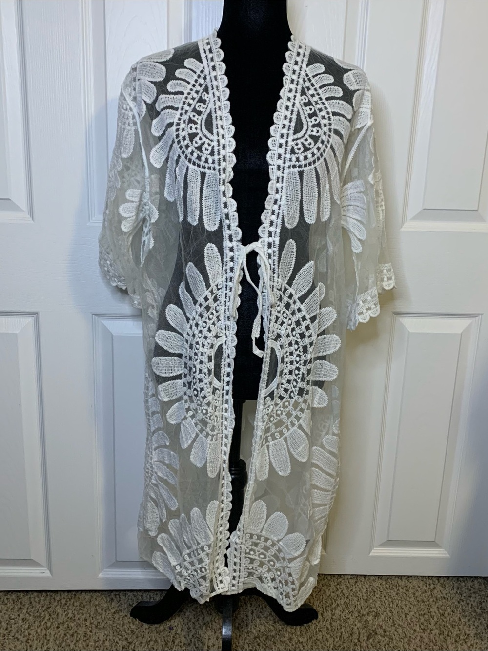 White Lace Sheer Maxi Swim Coverup